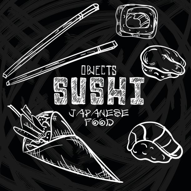 스시 개체 일본 음식 - sushi nigiri white background red stock illustrations