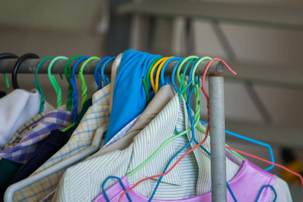 istock Clothes line at the home. 696111728