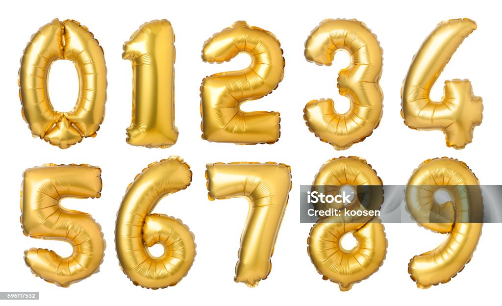 het doel opslag Hesje Golden Numbers Balloons Stock Photo - Download Image Now - Balloon, Number,  Gold - Metal - iStock