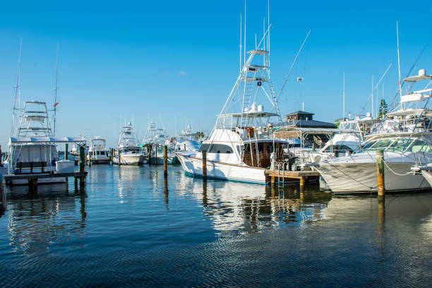 istock Yacht's and Boats mirror reflection on the Marina Harbor 696117974