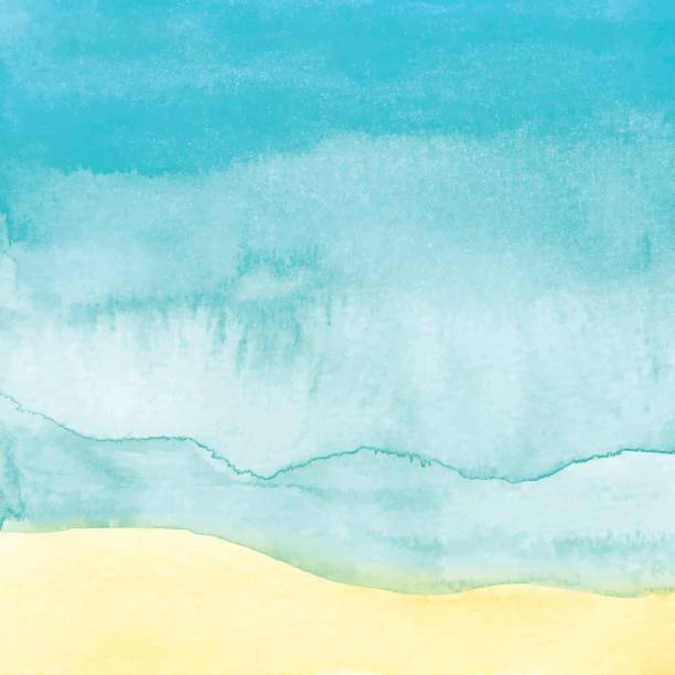 aquarell strand hintergrund - sand beach summer backgrounds stock-grafiken, -clipart, -cartoons und -symbole