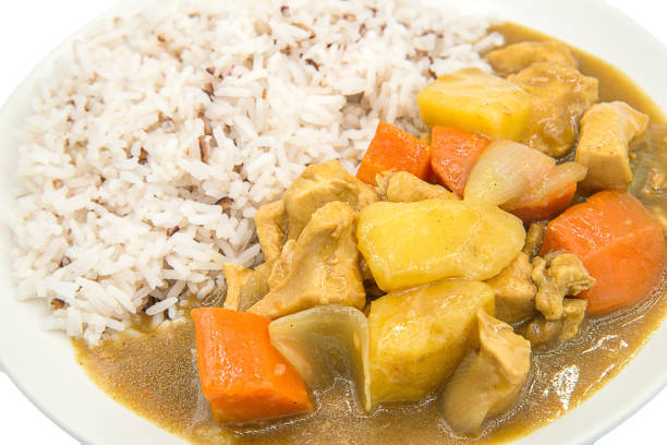 istock Japanese chicken curry on isolated background. 696127312