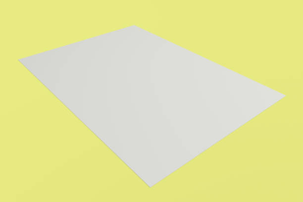 istock Blank white flyer mockup on yellow background 696145954