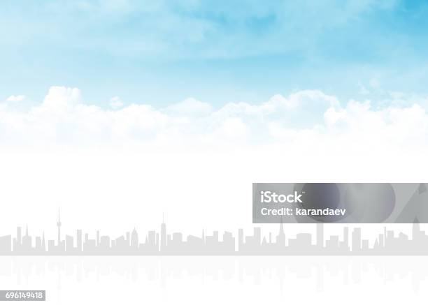 Skyline And Blue Sky With Clouds Stock Photo - Download Image Now - Architecture, Backgrounds, Blue