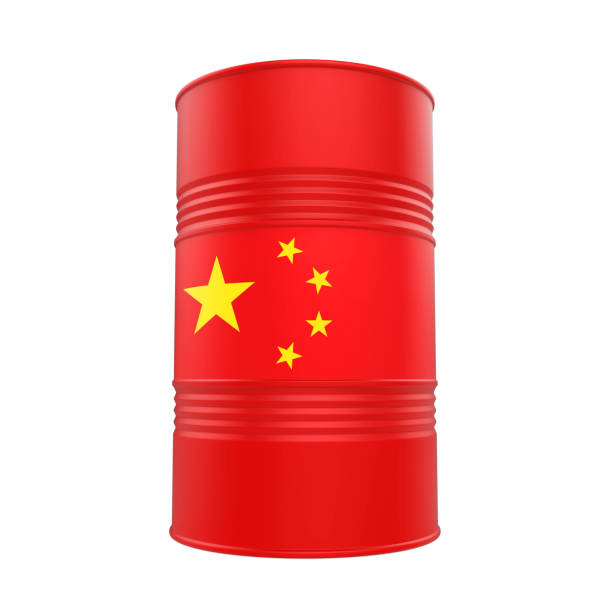 istock China Flag Oil Barrel 696152608