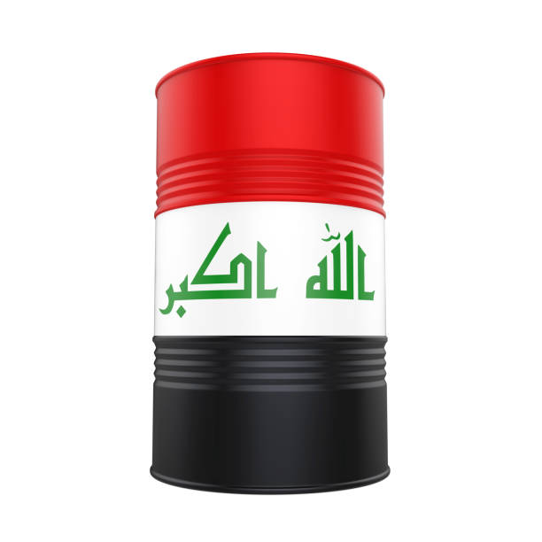 istock Iraqi Flag Oil Barrel 696155582
