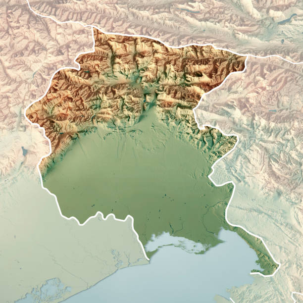 istock Friuli-Venezia Giulia State Italy 3D Render Topographic Map Border Fade 696159402