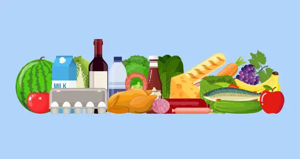 Vector illustration of Grocery set product