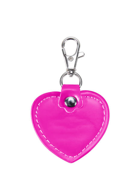 istock Leather Round Keychain with clip lock for Key Isolated on White Background 696174658
