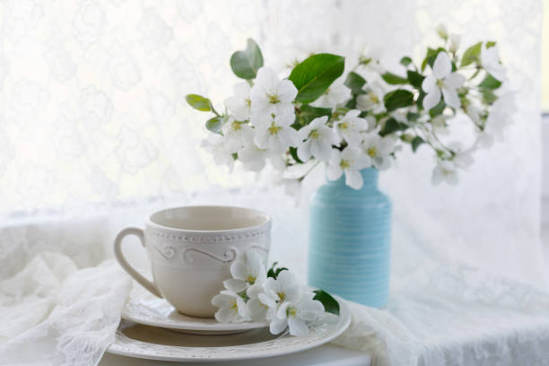 istock Romantic tea in the blossoming garden 696175170