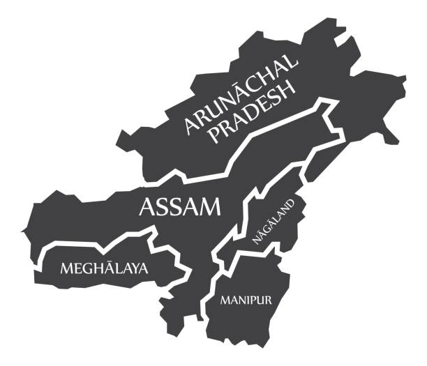 Arunachal Pradesh - Assam - Nagaland - Meghalaya - Manipur Map Illustration of Indian states Arunachal Pradesh - Assam - Nagaland - Meghalaya - Manipur Map Illustration of Indian states assam stock illustrations