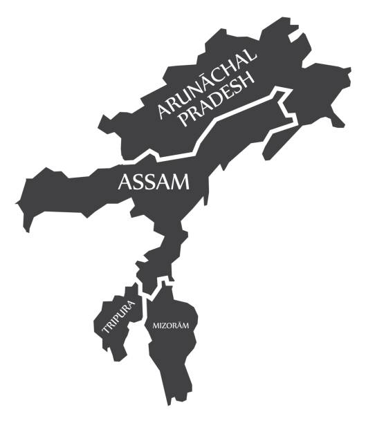 Arunachal Pradesh - Assam - Tripura - Mizoram Map Illustration of Indian states Arunachal Pradesh - Assam - Tripura - Mizoram Map Illustration of Indian states assam stock illustrations