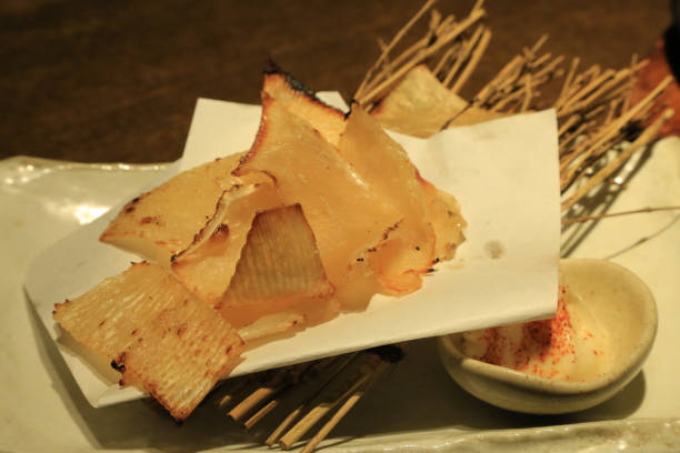 istock Closeup of grilled skate fin 696181780