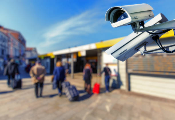 istock security CCTV camera with boat station on blurry background 696182930