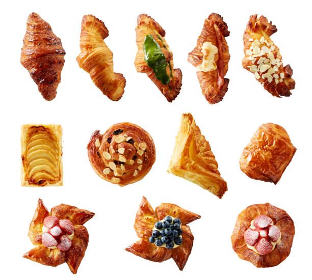 istock Bread set, croissant category. Isolated on white background 696194844