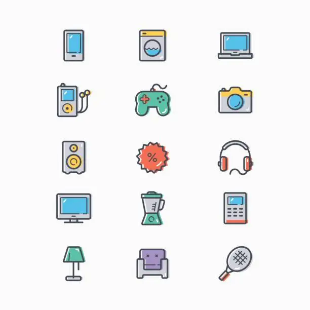 Vector illustration of Household equipment theme icons