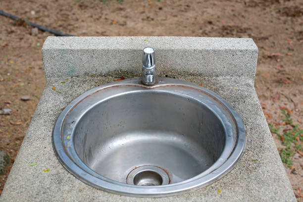 istock Stainless steel sink in the park. 696205782