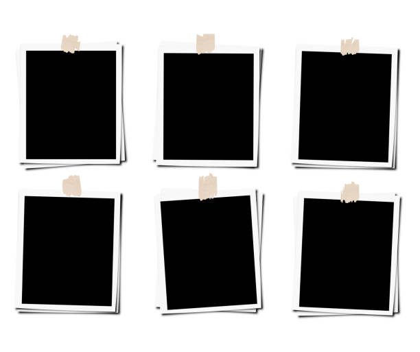 istock Set of photo frame with tape, isolated on white background 696206244
