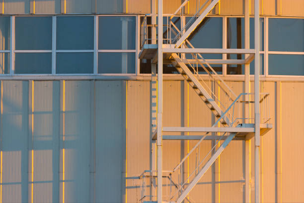 metail stairs on a building. emergency escape