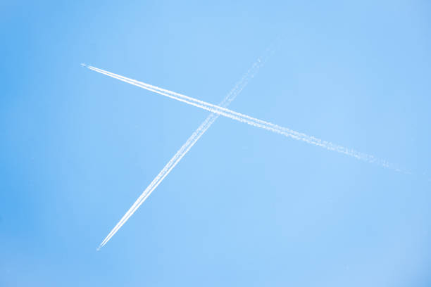istock trace of the plane in the sky 696223688