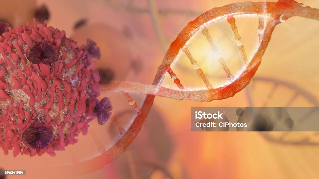 DNA-Strang und Krebszelle - Lizenzfrei Krebs - Tumor Stock-Foto