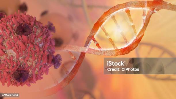 Dna Strand And Cancer Cell Stock Photo - Download Image Now - Cancer - Illness, Oncology, DNA