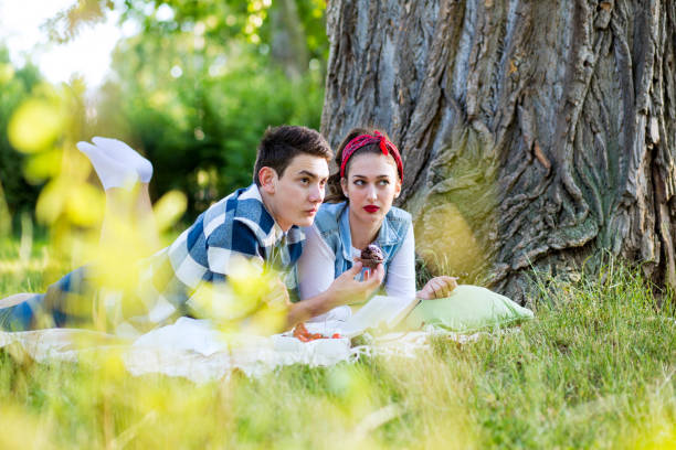 istock Sweet couple looking away 696247388
