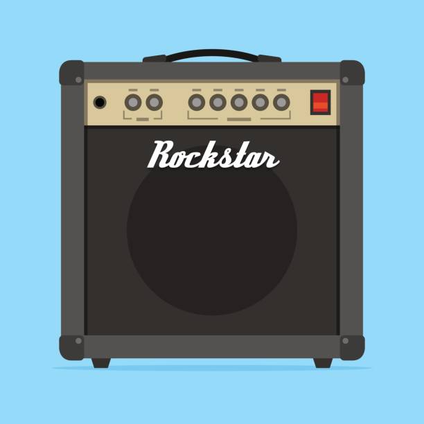 Guitar amp amplifier flat vector illustration Guitar amp amplifier flat vector illustration. amplifier plug stock illustrations