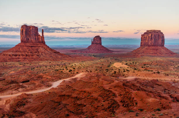 Panorama of Monument Valley Panorama of Monument Valley in summertime monument valley stock pictures, royalty-free photos & images