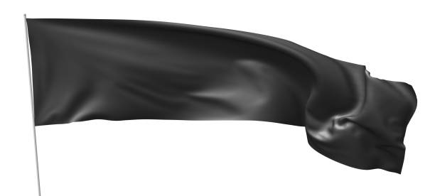 istock Long black flag on flagpole flying in wind 696265356