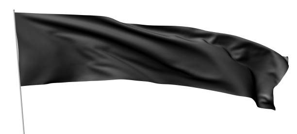 istock Long black flag with flagpole waving in wind 696265390