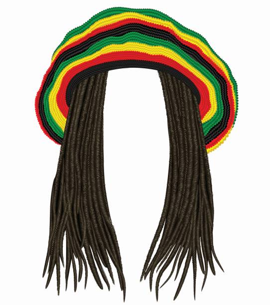 illustrazioni stock, clip art, cartoni animati e icone di tendenza di cappello rasta giamaicano. capelli dreadlocks.reggae .avatar divertente - jamaica