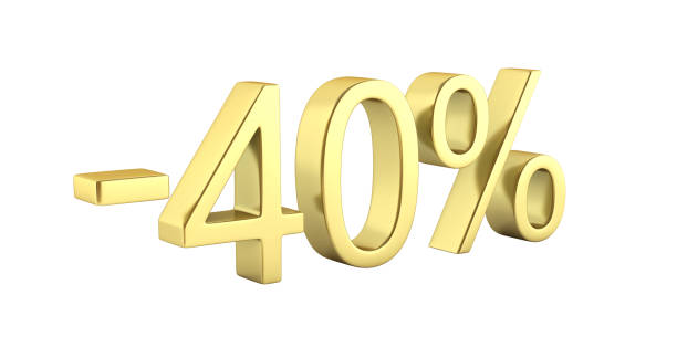 istock Gold text 40 percent off on white background without shadow 3D render 696273238