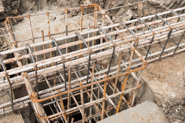 istock Reinforcement steel bars for building. 696273924