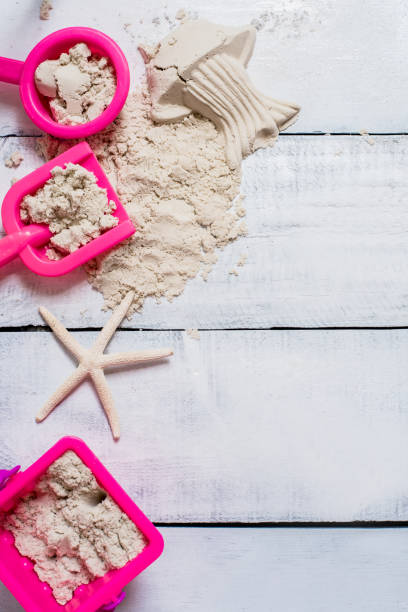 istock summer decoration on wood background, flat lay photo 696275050