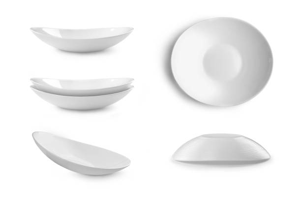 istock Set of plates on white background 696285538