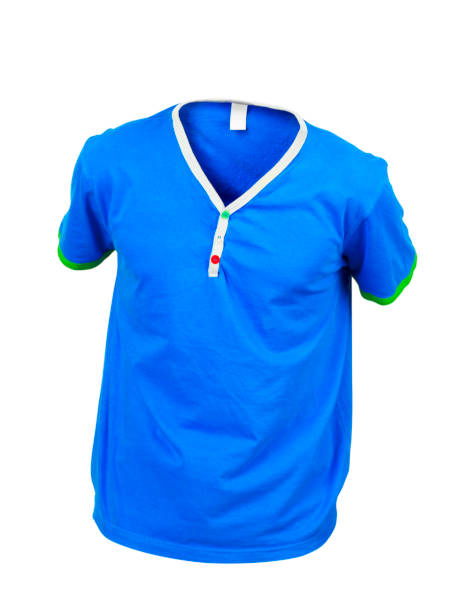 istock Hollow blue T-shirt on a white background 696285542