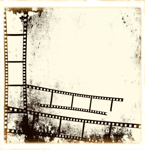 marco de tira de película sepia retro o fondo - camera film design element frame textured fotografías e imágenes de stock