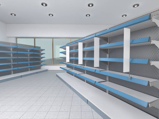 istock Supermarket set of shelves 696289122