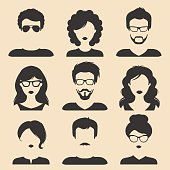 istock Vector set of different male and female icons in trendy flat style. People heads and faces images collection. 696289930