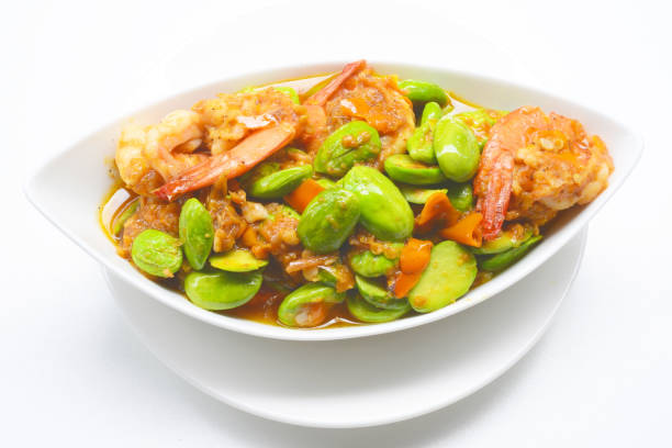 istock Stir-fried Stink Bean with Prawn, Asian Food 696295378