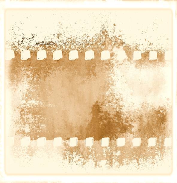 istock Retro sepia film strip frame on dripping background. 696295988