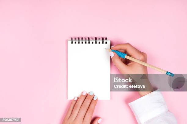 Spiral Notepad With Pencil As Mockup For Design Stock Photo - Download Image Now - To Do List, Paper, Writing - Activity
