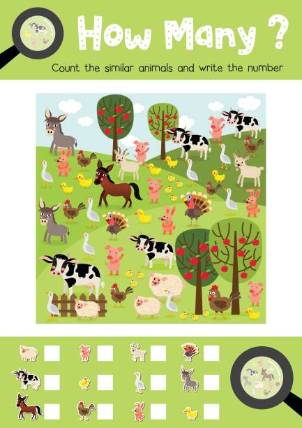 сколько сельскохозяйственных животных - sheep child farm livestock stock illustrations