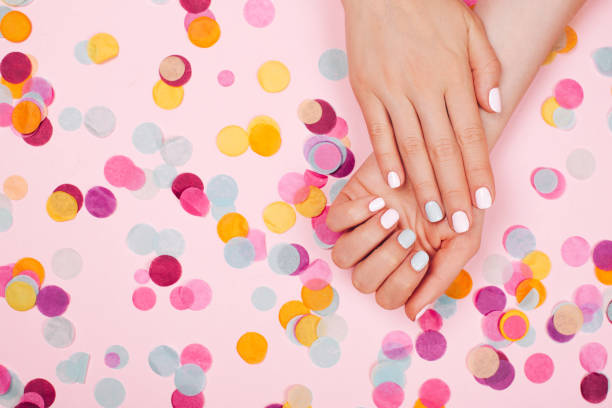 istock Stylish trendy female manicure 696315256
