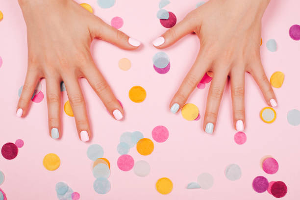 istock Stylish trendy female manicure 696315524