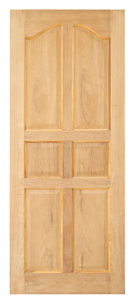 istock Wood door old style on white background 696317652