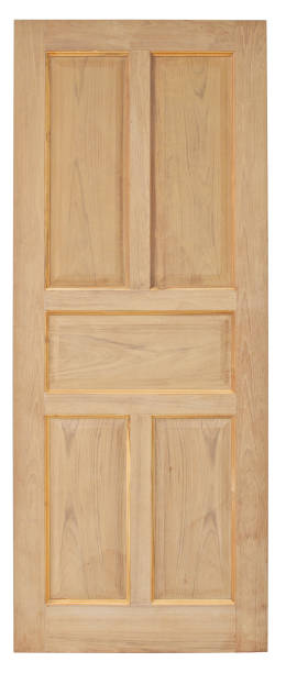 istock Wood door old style on white background 696317676