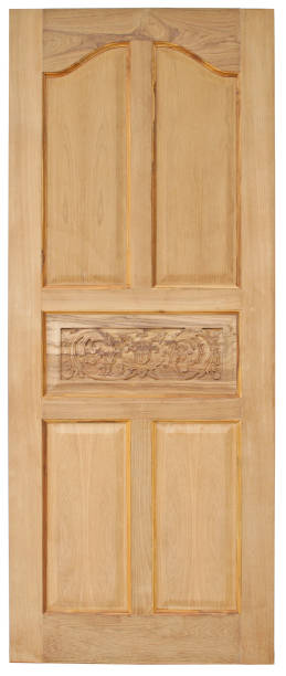 istock Wood door old style on white background 696317716
