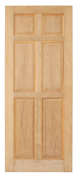 istock Wood door old style on white background 696317730